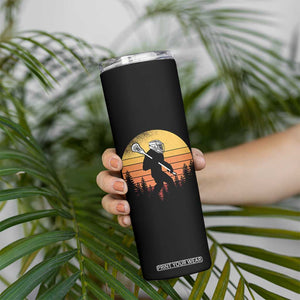 Funny Lax Bigfoot Skinny Tumbler Retro Vintage Sasquatch Lacrosse TS10 Print Your Wear