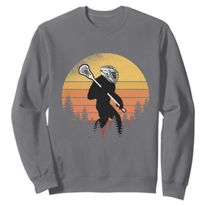 Funny Lax Bigfoot Sweatshirt Retro Vintage Sasquatch Lacrosse TS10 Charcoal Print Your Wear