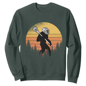 Funny Lax Bigfoot Sweatshirt Retro Vintage Sasquatch Lacrosse TS10 Dark Forest Green Print Your Wear