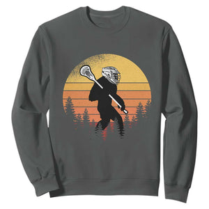 Funny Lax Bigfoot Sweatshirt Retro Vintage Sasquatch Lacrosse TS10 Dark Heather Print Your Wear