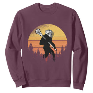 Funny Lax Bigfoot Sweatshirt Retro Vintage Sasquatch Lacrosse TS10 Maroon Print Your Wear