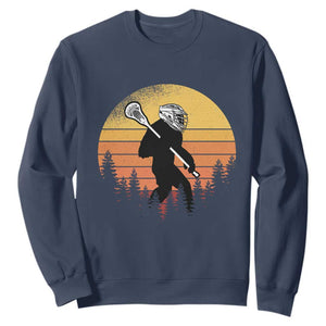 Funny Lax Bigfoot Sweatshirt Retro Vintage Sasquatch Lacrosse TS10 Navy Print Your Wear