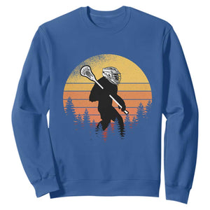 Funny Lax Bigfoot Sweatshirt Retro Vintage Sasquatch Lacrosse TS10 Royal Blue Print Your Wear