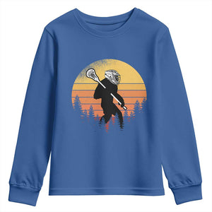 Funny Lax Bigfoot Youth Sweatshirt Retro Vintage Sasquatch Lacrosse TS10 Royal Blue Print Your Wear