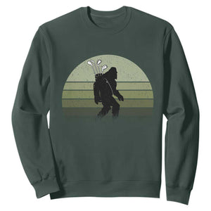 Bigfoot Golfer Sweatshirt Funny Sasquatch Golfing Golf Balls TS10 Dark Forest Green Print Your Wear