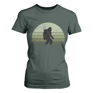 Bigfoot Golfer T Shirt For Women Funny Sasquatch Golfing Golf Balls TS10 Dark Forest Green Print Your Wear