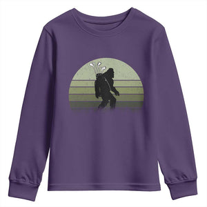 Bigfoot Golfer Youth Sweatshirt Funny Sasquatch Golfing Golf Balls TS10 Purple Print Your Wear