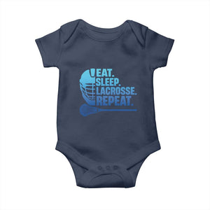 Eat Sleep Lacrosse Repeat Baby Onesie Funny Lax Lover Player TS10 Navy Print Your Wear