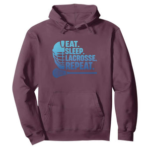 Eat Sleep Lacrosse Repeat Hoodie Funny Lax Lover Player TS10 Maroon Print Your Wear