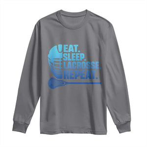 Eat Sleep Lacrosse Repeat Long Sleeve Shirt Funny Lax Lover Player TS10 Charcoal Print Your Wear