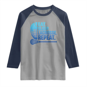 Eat Sleep Lacrosse Repeat Raglan Shirt Funny Lax Lover Player TS10 Sport Gray Navy Print Your Wear