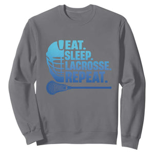 Eat Sleep Lacrosse Repeat Sweatshirt Funny Lax Lover Player TS10 Charcoal Print Your Wear
