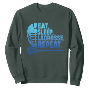Eat Sleep Lacrosse Repeat Sweatshirt Funny Lax Lover Player TS10 Dark Forest Green Print Your Wear