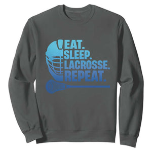 Eat Sleep Lacrosse Repeat Sweatshirt Funny Lax Lover Player TS10 Dark Heather Print Your Wear
