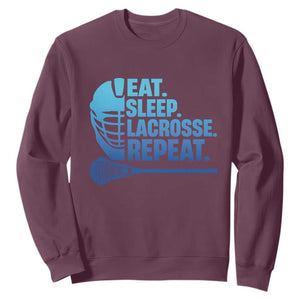 Eat Sleep Lacrosse Repeat Sweatshirt Funny Lax Lover Player TS10 Maroon Print Your Wear