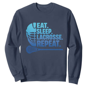 Eat Sleep Lacrosse Repeat Sweatshirt Funny Lax Lover Player TS10 Navy Print Your Wear