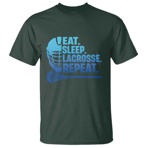 Eat Sleep Lacrosse Repeat T Shirt Funny Lax Lover Player TS10 Dark Forest Green Print Your Wear