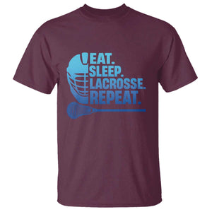Eat Sleep Lacrosse Repeat T Shirt Funny Lax Lover Player TS10 Maroon Print Your Wear