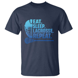 Eat Sleep Lacrosse Repeat T Shirt Funny Lax Lover Player TS10 Navy Print Your Wear