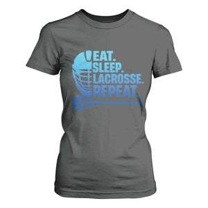 Eat Sleep Lacrosse Repeat T Shirt For Women Funny Lax Lover Player TS10 Dark Heather Print Your Wear
