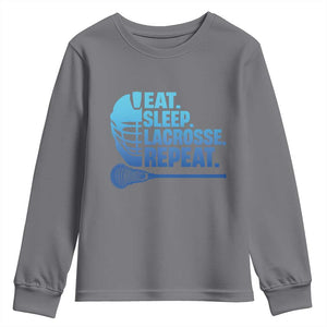 Eat Sleep Lacrosse Repeat Youth Sweatshirt Funny Lax Lover Player TS10 Charcoal Print Your Wear