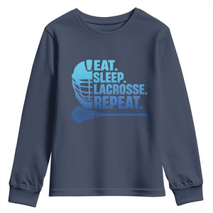 Eat Sleep Lacrosse Repeat Youth Sweatshirt Funny Lax Lover Player TS10 Navy Print Your Wear