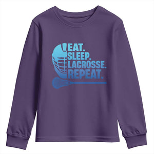 Eat Sleep Lacrosse Repeat Youth Sweatshirt Funny Lax Lover Player TS10 Purple Print Your Wear
