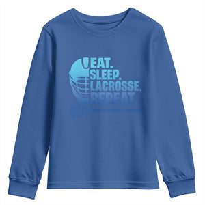 Eat Sleep Lacrosse Repeat Youth Sweatshirt Funny Lax Lover Player TS10 Royal Blue Print Your Wear