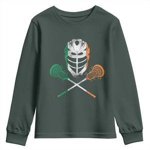 Ireland Lacrosse Youth Sweatshirt Irish Flag Ireland TS10 Dark Forest Green Print Your Wear