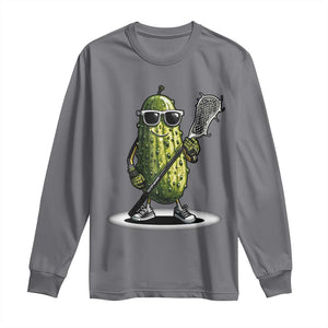 Funny Lacrosse Long Sleeve Shirt Pickle Playing Lax Lover Player TS10 Charcoal Print Your Wear