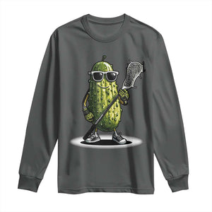 Funny Lacrosse Long Sleeve Shirt Pickle Playing Lax Lover Player TS10 Dark Heather Print Your Wear