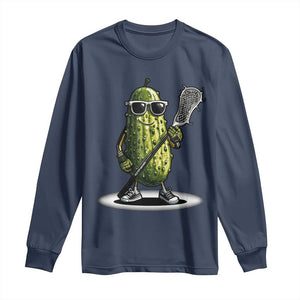 Funny Lacrosse Long Sleeve Shirt Pickle Playing Lax Lover Player TS10 Navy Print Your Wear