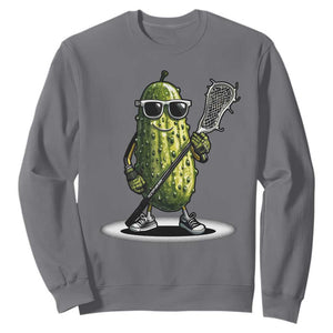 Funny Lacrosse Sweatshirt Pickle Playing Lax Lover Player TS10 Charcoal Print Your Wear