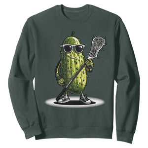 Funny Lacrosse Sweatshirt Pickle Playing Lax Lover Player TS10 Dark Forest Green Print Your Wear
