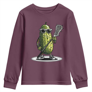 Funny Lacrosse Youth Sweatshirt Pickle Playing Lax Lover Player TS10 Maroon Print Your Wear