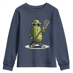 Funny Lacrosse Youth Sweatshirt Pickle Playing Lax Lover Player TS10 Navy Print Your Wear