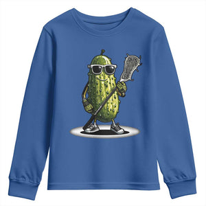 Funny Lacrosse Youth Sweatshirt Pickle Playing Lax Lover Player TS10 Royal Blue Print Your Wear