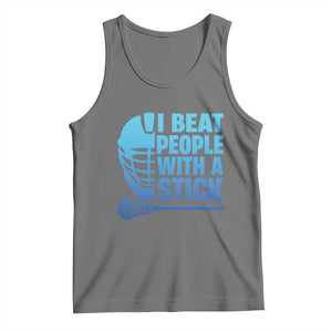 Funny Lacrosse Player Tank Top I Beat People With A Stick Funny Saying TS10 Black Heather Print Your Wear