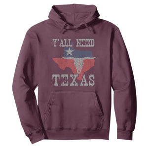 Yall Need Texas Hoodie State Map Vintage TS10 Maroon Print Your Wear
