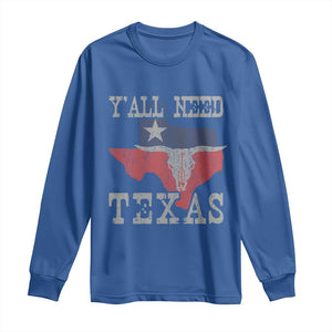 Yall Need Texas Long Sleeve Shirt State Map Vintage TS10 Royal Blue Print Your Wear