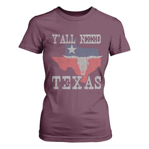 Yall Need Texas T Shirt For Women State Map Vintage TS10 Maroon Print Your Wear