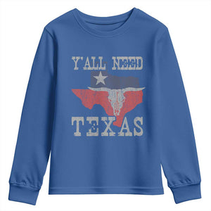Yall Need Texas Youth Sweatshirt State Map Vintage TS10 Royal Blue Print Your Wear