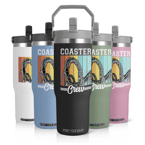 Vintage Rollercoaster Crew Flip Straw Tumbler Family Roller Coaster Amusement Park