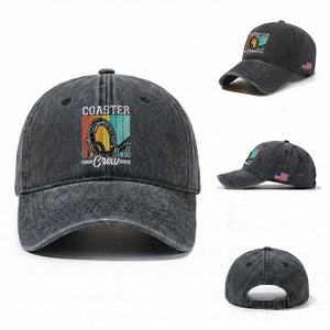 Vintage Rollercoaster Crew Washed Cotton Baseball Cap Family Roller Coaster Amusement Park