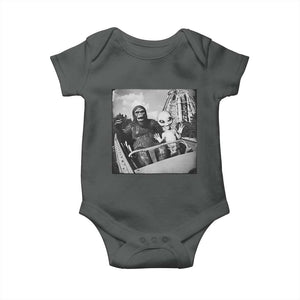 Funny Bigfoot Alien Baby Onesie Sasquatch UFO Coaster TS10 Dark Heather Print Your Wear