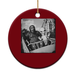 Funny Bigfoot Alien Ceramic Ornament Sasquatch UFO Coaster - Print Your Wear