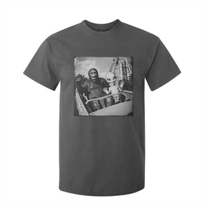 Funny Bigfoot Alien T Shirt For Kid Sasquatch UFO Coaster TS10 Dark Heather Print Your Wear