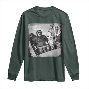 Funny Bigfoot Alien Long Sleeve Shirt Sasquatch UFO Coaster TS10 Dark Forest Green Print Your Wear