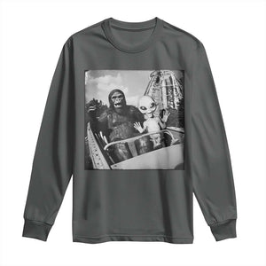 Funny Bigfoot Alien Long Sleeve Shirt Sasquatch UFO Coaster TS10 Dark Heather Print Your Wear