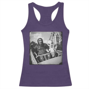 Funny Bigfoot Alien Racerback Tank Top Sasquatch UFO Coaster - Print Your Wear